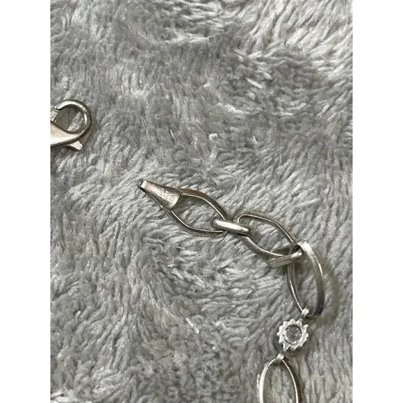 Sterling Silver Blue and White CZ Bracelet 7.5 Inches !! - Picture 7 of 14